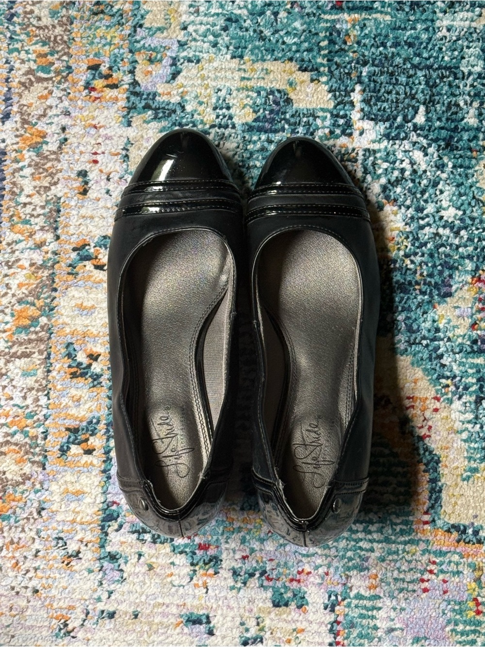 Life Stride Black Women's Wedge Ballet Flats